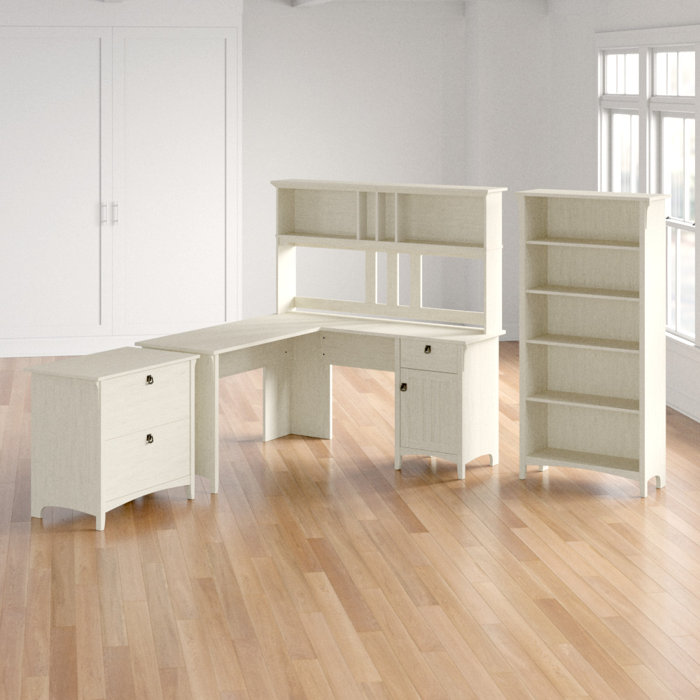 Three Posts™ Salina LShape Credenza Desk with Hutch & Reviews Wayfair